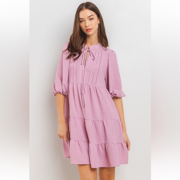 13 Boho Smocking Detail with Pintuck Front Dress - Picture 2 of 5